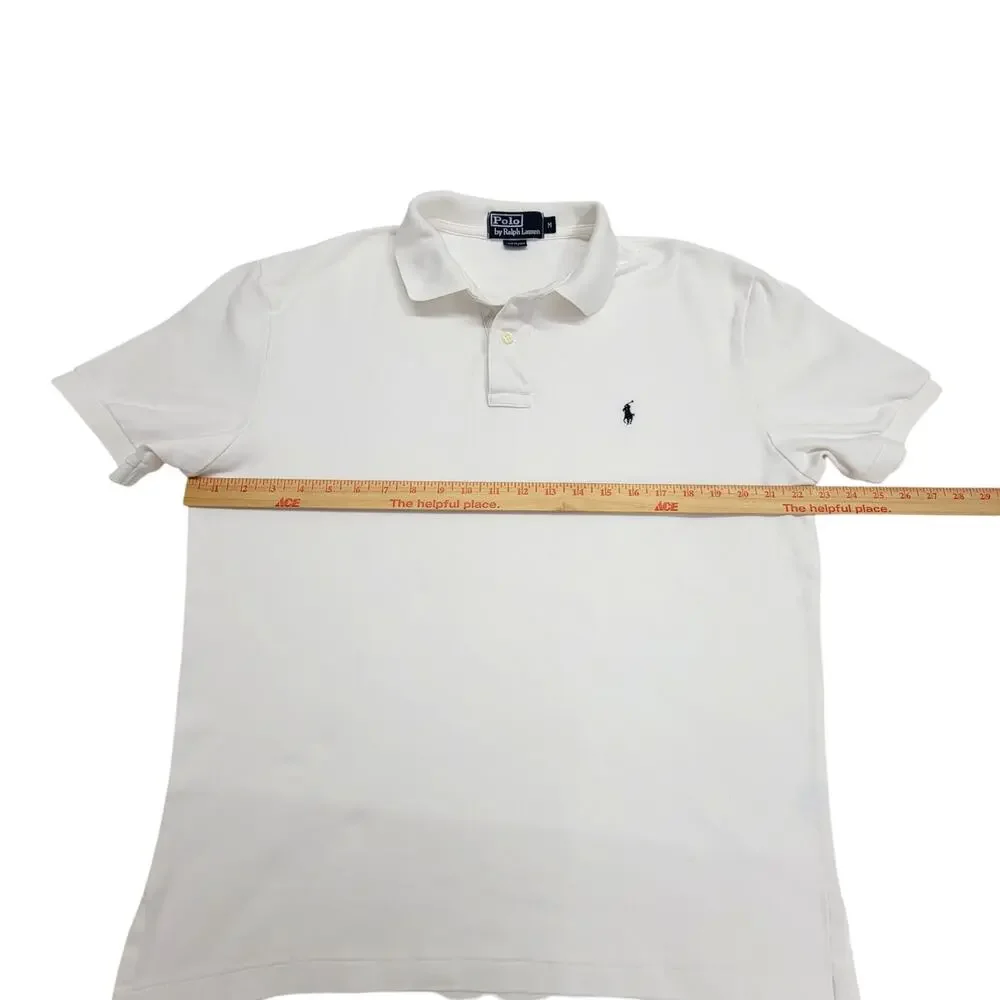 Polo Ralph Lauren Mens M Classic White Short Sleeve Cotton Pique Polo Shirt
